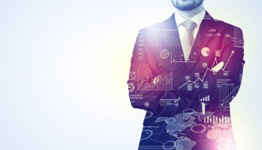Adam arka plan grafikleri ile ayakta