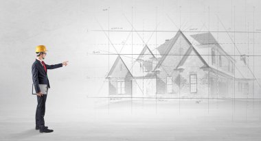 Ev planı ile ayakta mimar