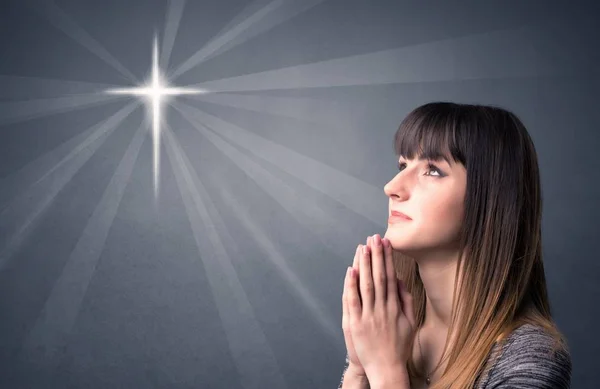 Young girl praying concept — Stock Photo, Image