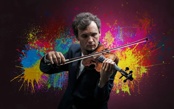 Kompositören med fläck och hans fiol — Stockfoto