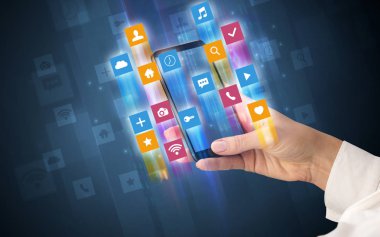 Smartphone ile açısal app simgeleri kullanarak ele