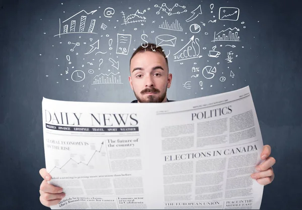 Businessman reading newspaper — Stock Photo, Image