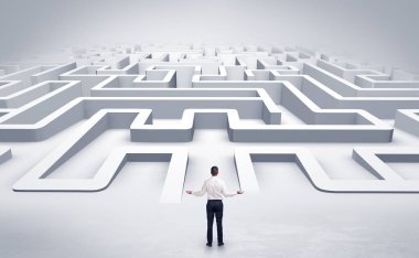 Bir düz 3d labirent başlayan işadamı