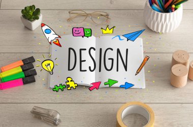 Yerdeki defter ve ofis aletleri