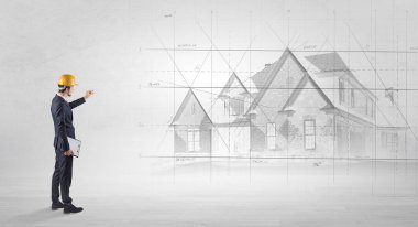 Ev planı ile ayakta mimar