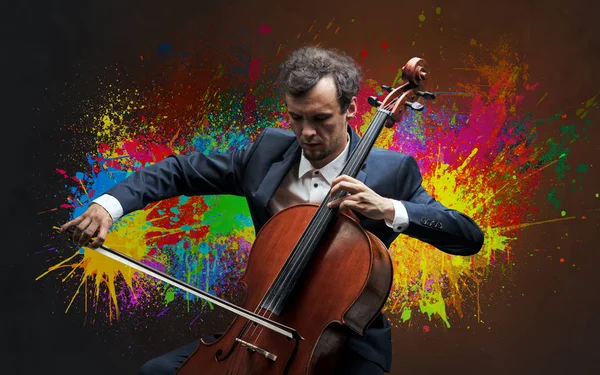 Young Classical Musician Colorful Splotch Wallpaper — Stock Photo, Image