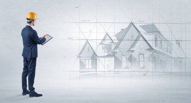 Ev planı ile ayakta mimar