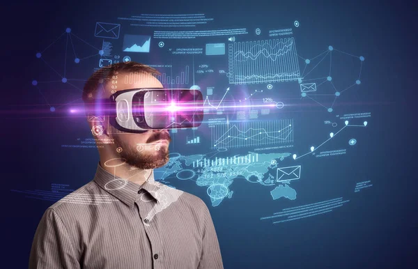 Zakenman met VR-bril — Stockfoto