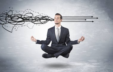 Doodle kavramı arındırıcı ile işadamı derin derin düşünür