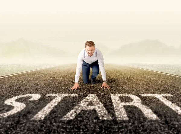 Affärsman på startlinjen — Stockfoto