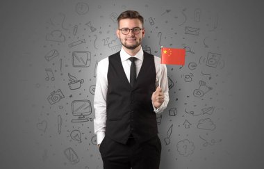 Ofis sembol kavramı ve bayrak bir çocuk