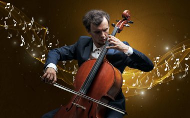 Yalnız besteci üzerinde Çello çalan