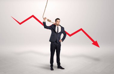 Kaybı kavramı azalan ile umutsuz iş adamı