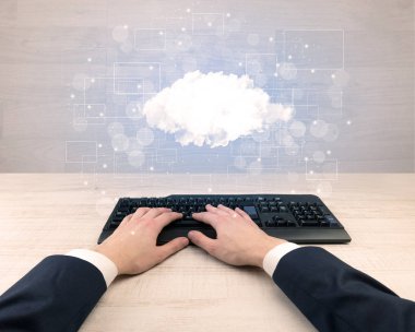 Zarif işadamı el ile bağlı yazarak kavramı postaları 