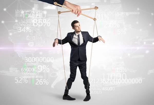 Subordinated puppet man with financial concept — Stock Photo, Image