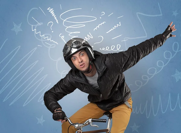 Crazy rider on the bike — Stock Photo, Image