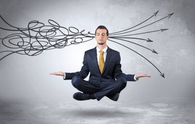 Doodle kavramı arındırıcı ile işadamı derin derin düşünür