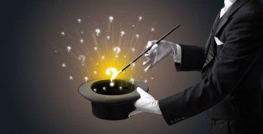 Sihirbaz hokkabaz bir silindir soru işaretleri