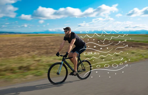 Fashion cyclist in the nature going somewhere — Stock Photo, Image