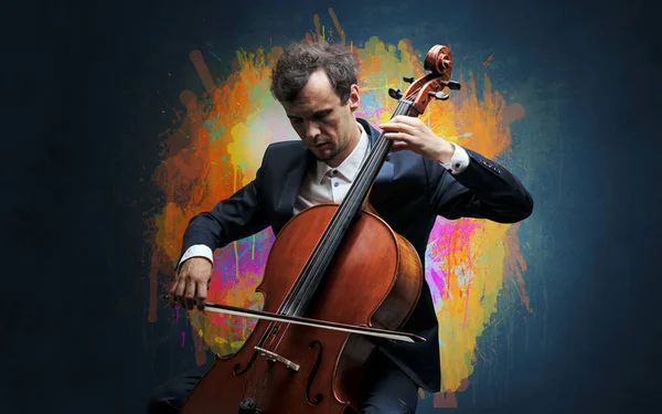 作曲家与斑点和他的大提琴 — 图库照片