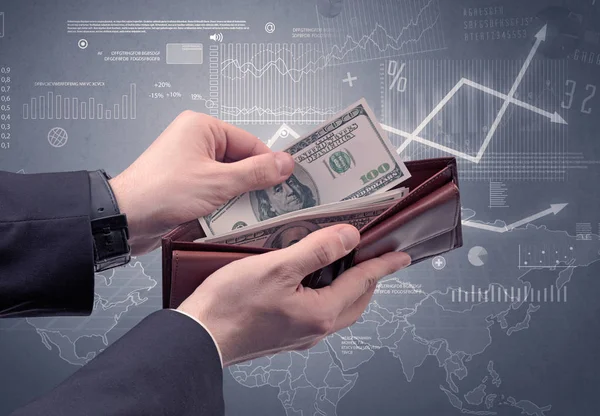 Üzletember kéz viszi ki dollár pénztárca — Stock Fotó