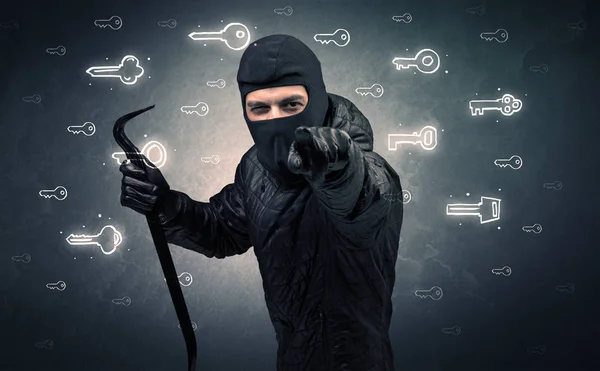 Burglar holding tool. — Stock Photo, Image