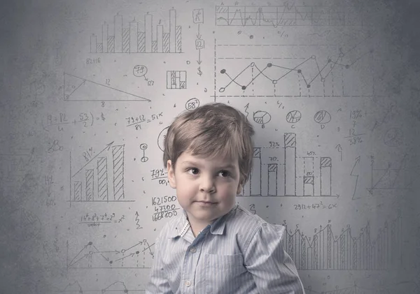 Liebenswertes kleines Kind mit statistischem Konzept — Stockfoto