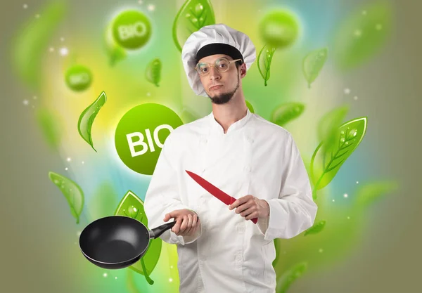 Bio lämnar koncept och koka porträtt — Stockfoto