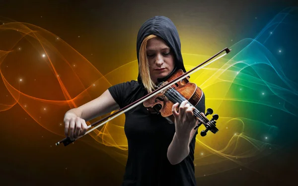 Violinista con colorido concepto legendario — Foto de Stock