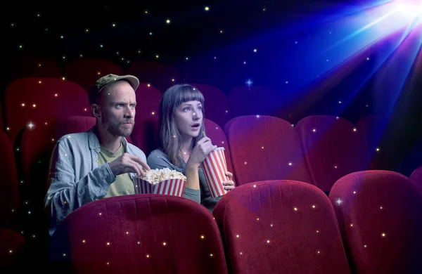 Lovely couple watching 3D movie — Stock Photo, Image