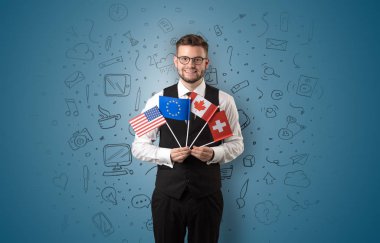 Ofis sembol kavramı ve bayrak bir çocuk