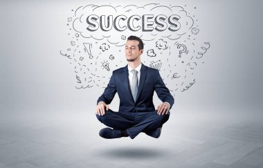 İşadamı doodle kavramı ile meditasyon