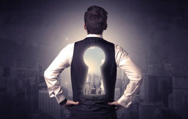 Keyhole sırt ile ayakta işadamı