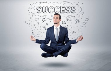 İşadamı doodle kavramı ile meditasyon