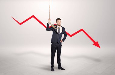 Kaybı kavramı azalan ile umutsuz iş adamı