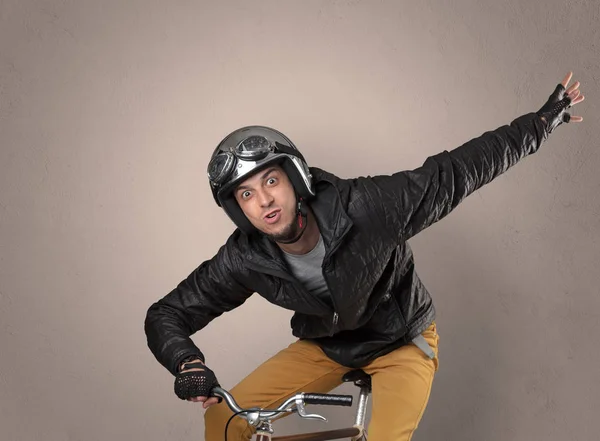 Crazy cyclist with empty background — Stock Photo, Image