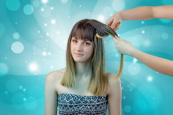 Graceful woman getting ready with shiny background — Stock Photo, Image