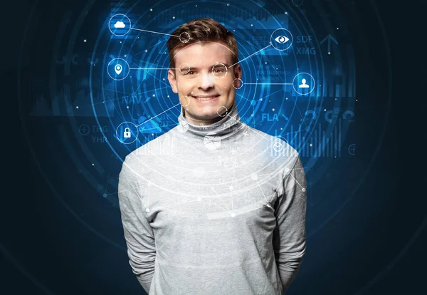 Biometrische Technologie zur Gesichtserkennung — Stockfoto