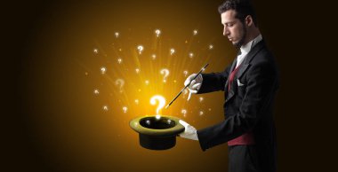 Sihirbaz hokkabaz bir silindir soru işaretleri