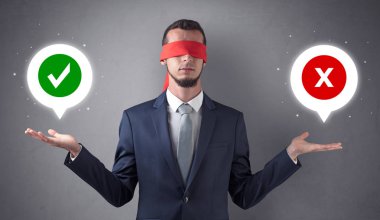 Blindfolded işadamı seçmek çalışıyor