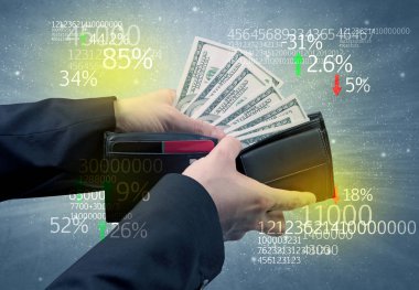 İşadamı el Doları cüzdanından dışarı alır