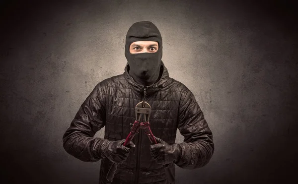 Burglar with tool. — Stock Photo, Image