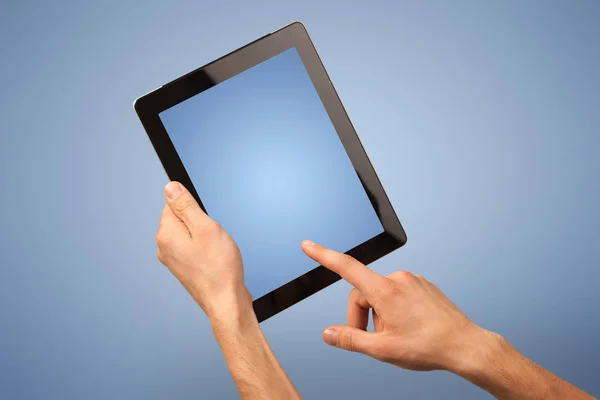 Female hand holding tablet — Stock Photo, Image