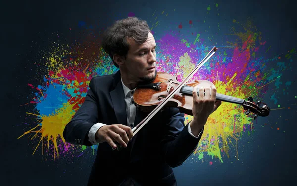 Kompositören med fläck och hans fiol — Stockfoto