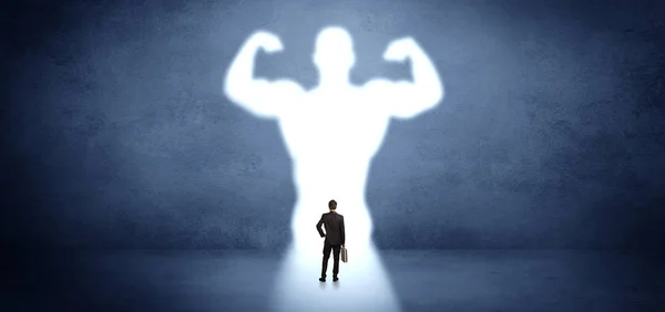 Businessman Standing Dreaming Strong Superhero — Stock Photo, Image