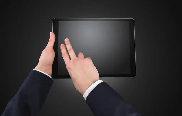 Hand mit Tablet mit Kopierraum — Stockfoto