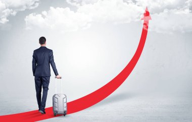 Kırmızı halı ok üzerinde bırakarak işadamı