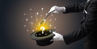 Sihirbaz hokkabaz bir silindir soru işaretleri