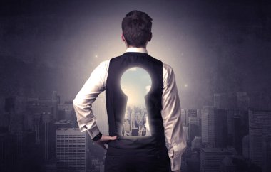 Keyhole sırt ile ayakta işadamı