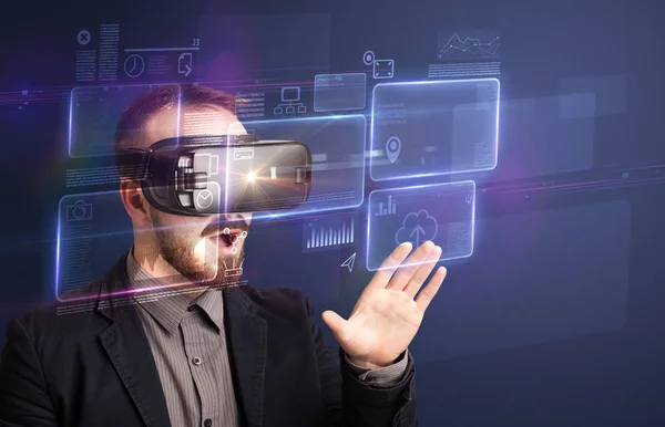 Businessman with virtual reality goggles — Stock Photo, Image